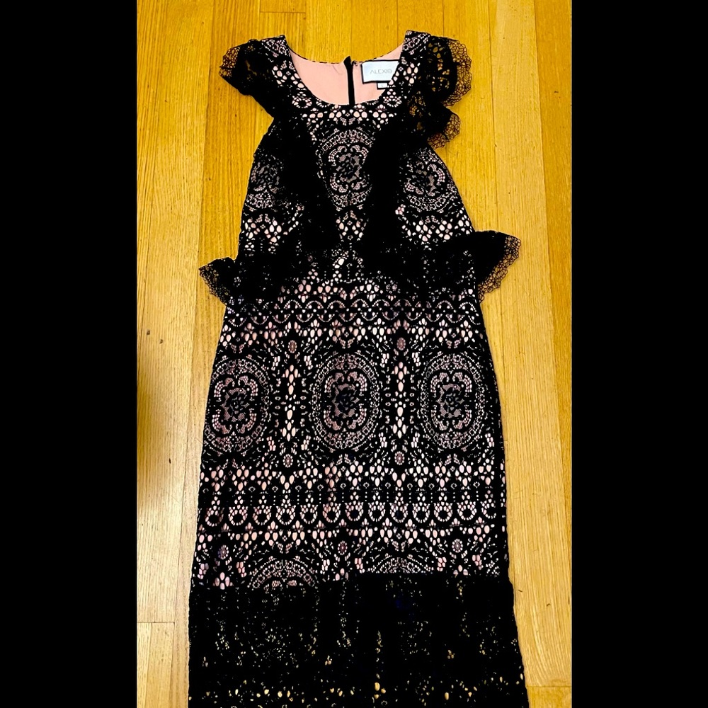 Alexis Pink with Black Lace Dress (L)